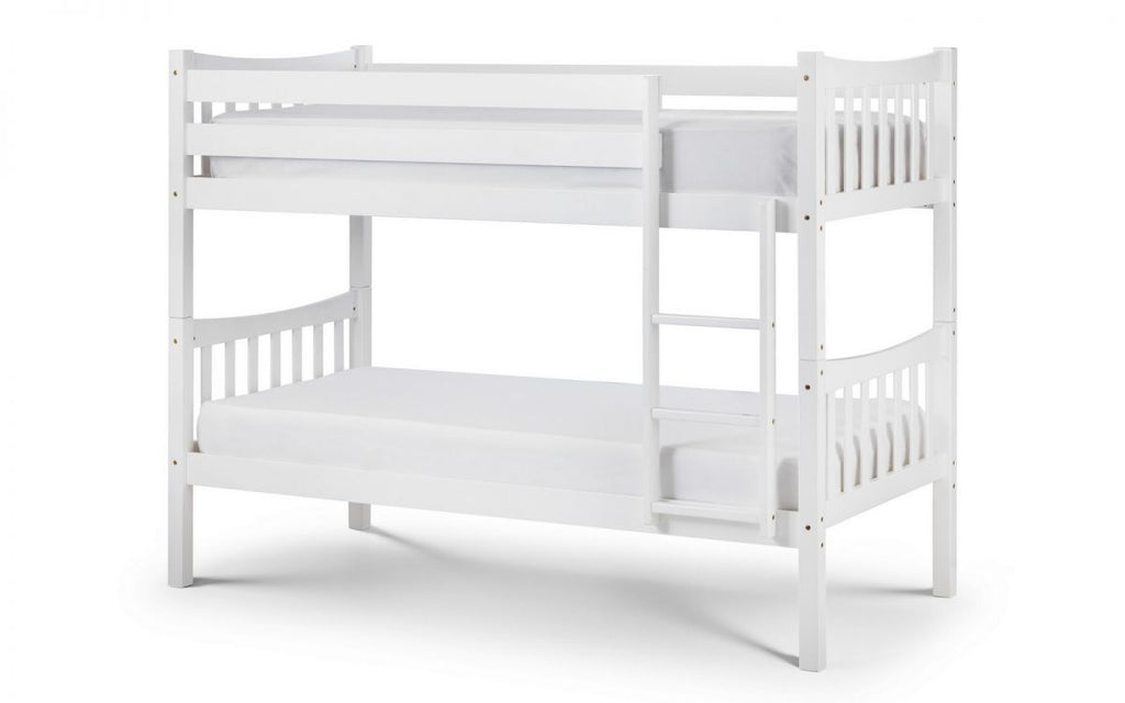 White Bunk Bed with Ladder for 2