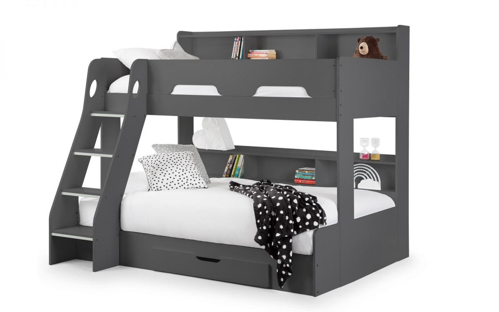 Anthracite Triple Bunk Bed with Storage for 3