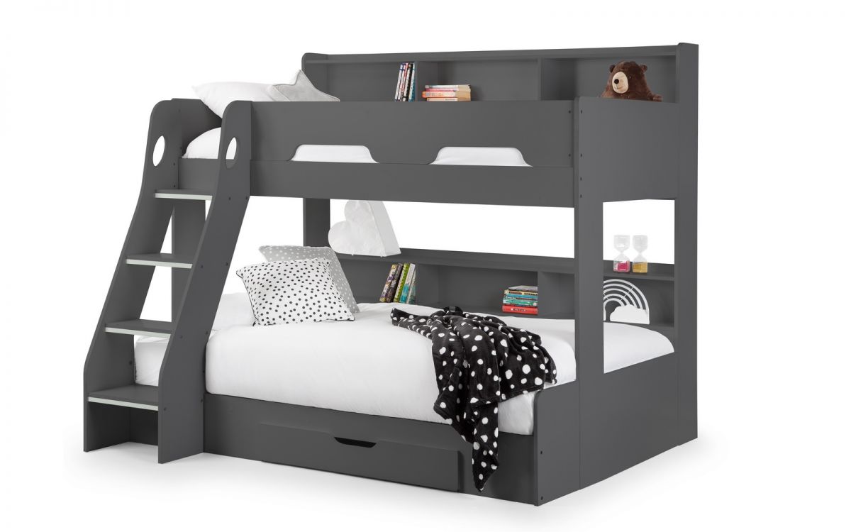 Anthracite Triple Bunk Bed with Storage for 3