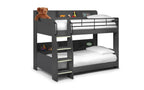 Anthracite Bunk Bed with Back Shelving for 2