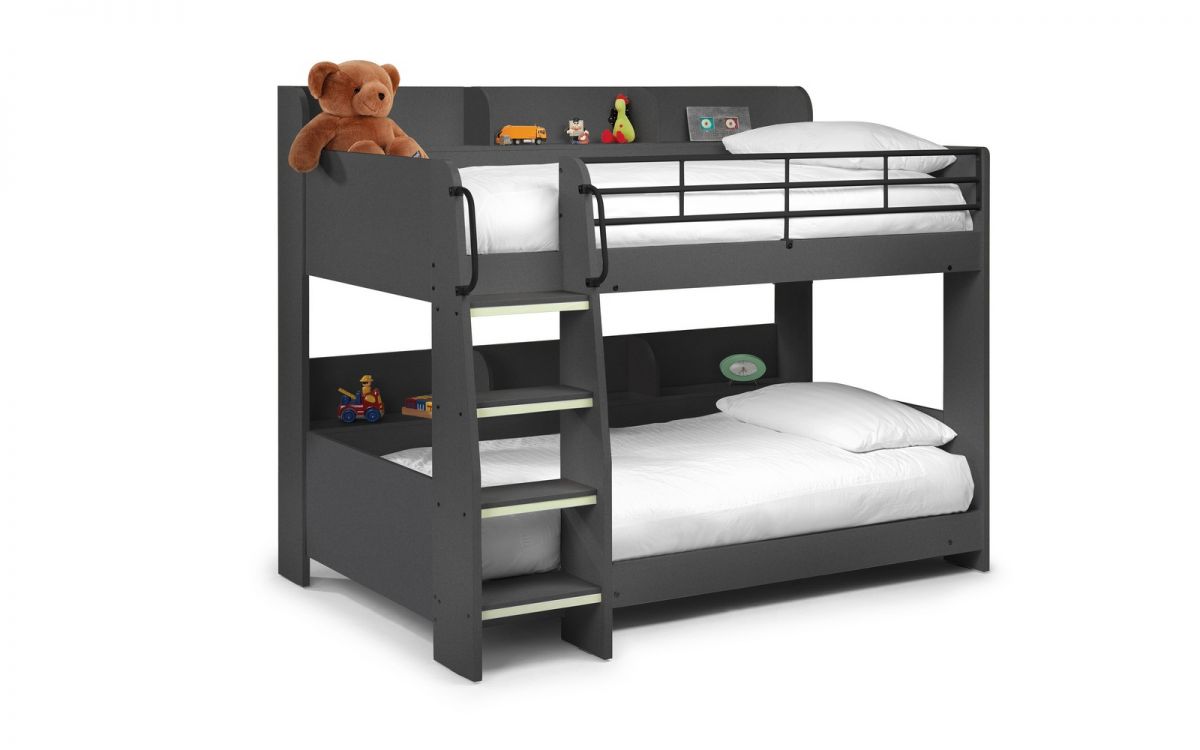 Anthracite Bunk Bed with Back Shelving for 2