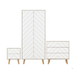 Grey and White 3-Piece Bedroom Set with Wardrobe