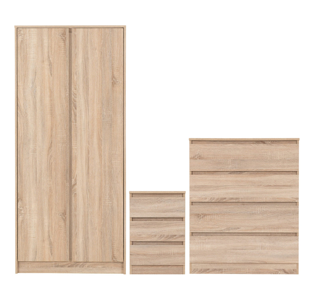 White 3-Piece Bedroom Set with Wardrobe, Chest and Bedside