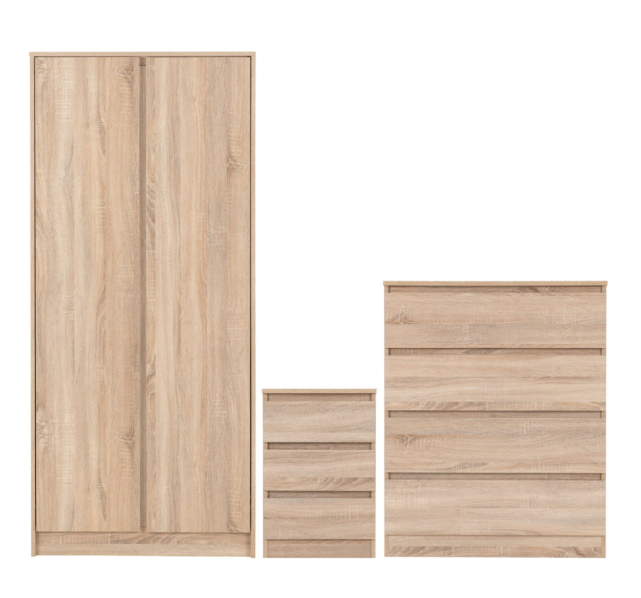 White 3-Piece Bedroom Set with Wardrobe, Chest and Bedside