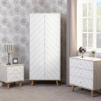 Grey and White 3-Piece Bedroom Set with Wardrobe
