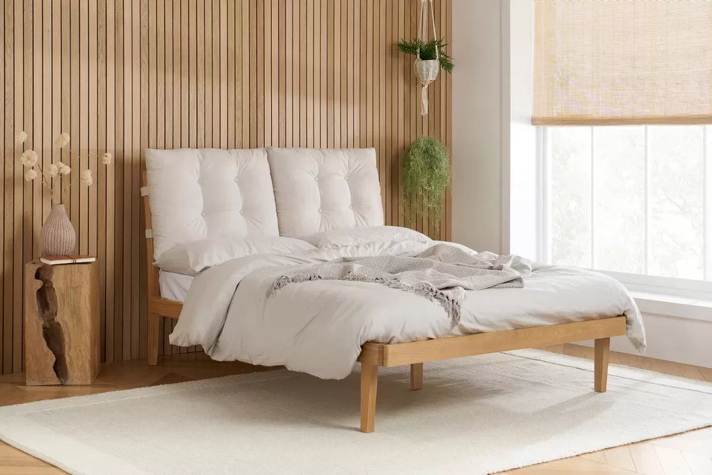 Cushioned Bed with Tufted Headboard