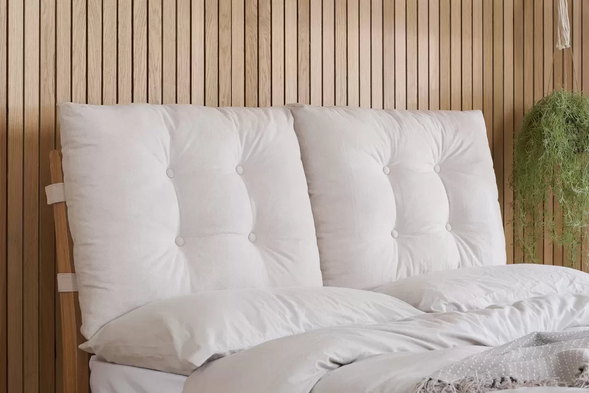 Cushioned Bed with Tufted Headboard