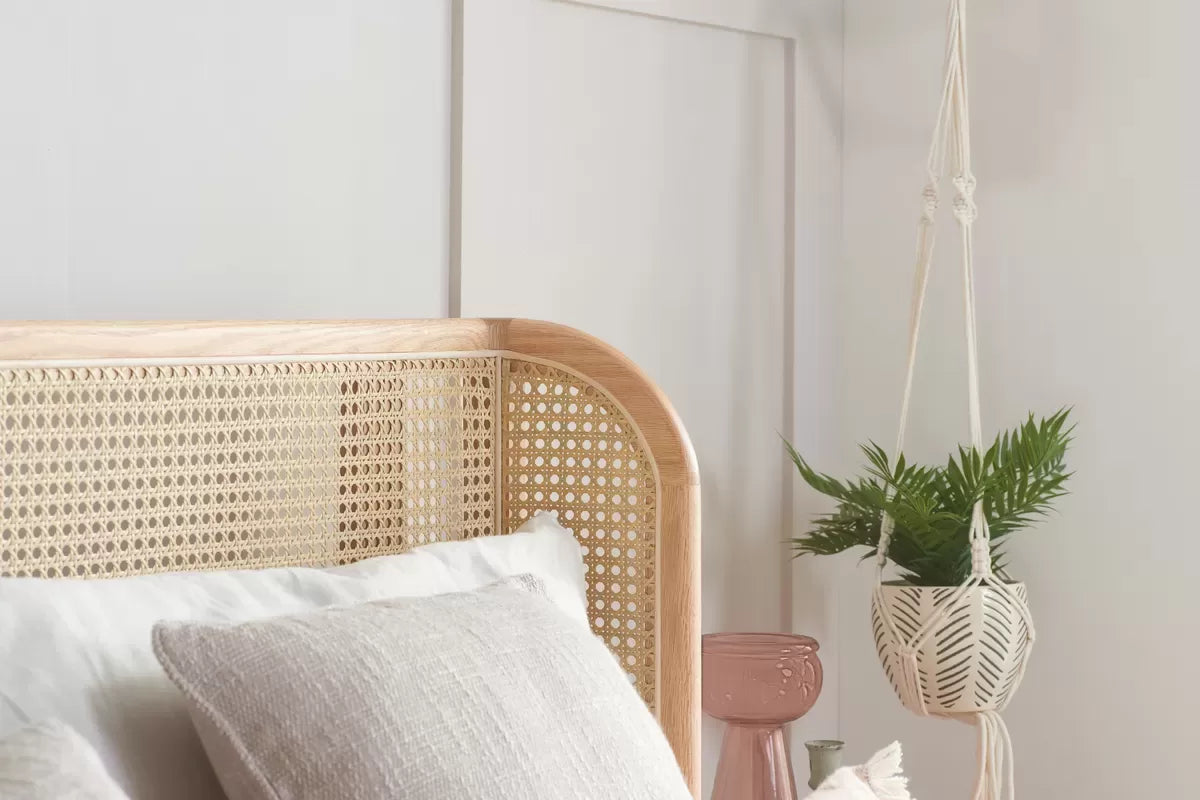 Rattan Wingback Bed Frame - Single/Double/King