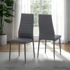 Abbey Dining Set with 4 chairs  Clear Glass/Grey/Grey Faux Leather