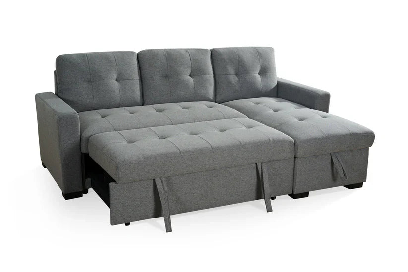 Grey Chenille Corner Sofa Bed - Universal - 3-4 Seater