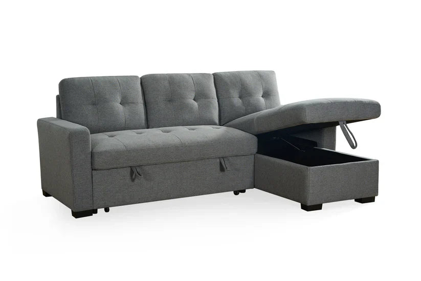 Grey Chenille Corner Sofa Bed - Universal - 3-4 Seater