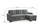 Grey Chenille Corner Sofa Bed - Universal - 3-4 Seater