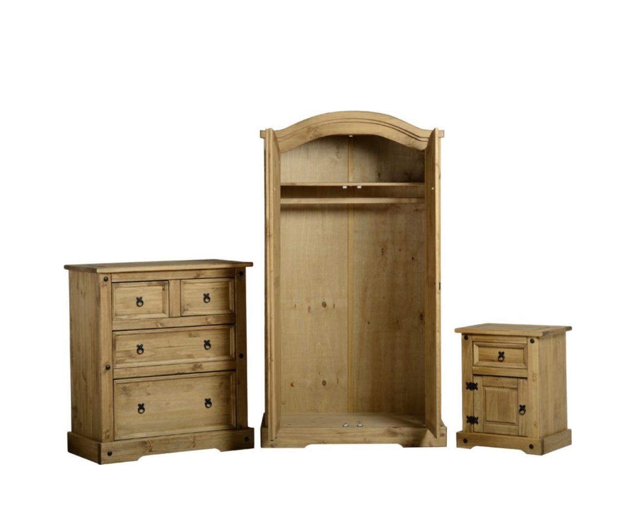 Rustic Pine 3-Piece Bedroom Set with Distressed Wax Finish