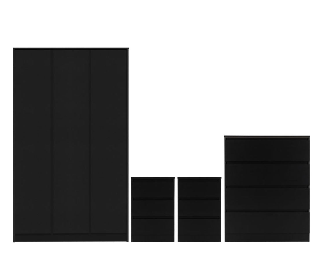 White 4-Piece Bedroom Set with 3-Door Wardrobe