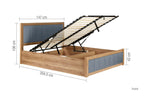 Ottoman Storage Bed Frame - Oak Effect with Grey Fabric