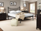 Black/Ivory Metal Bed Frame with Finial Detail - Double