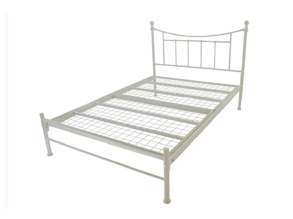 Black/Ivory Metal Bed Frame with Finial Detail - Double
