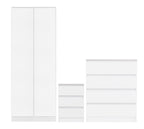 White 3-Piece Bedroom Set with Wardrobe, Chest and Bedside