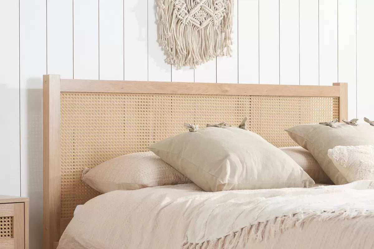 Rattan Headboard Bed Frame - Double