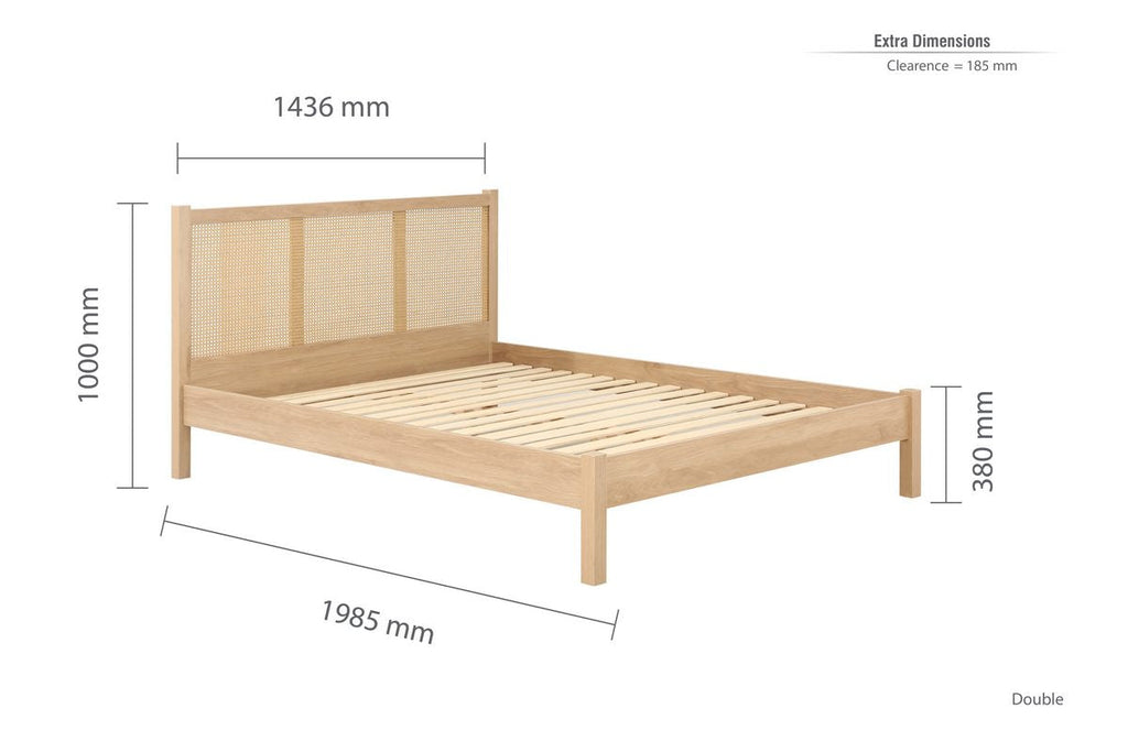 Rattan Headboard Bed Frame - Double