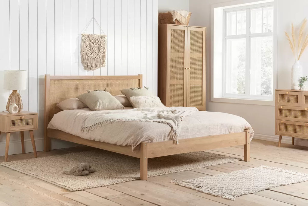 Rattan Headboard Bed Frame - Double