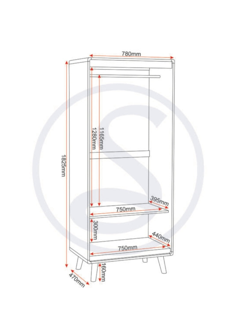 Grey and White 3-Piece Bedroom Set with Wardrobe