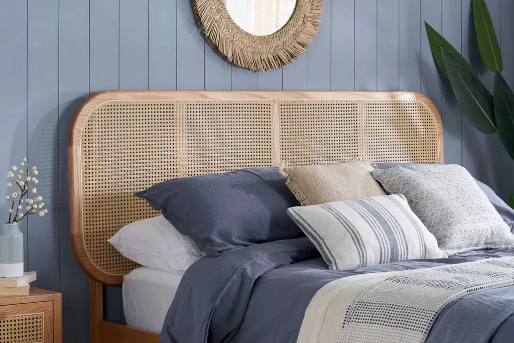Natural Rattan Headboard Bed Frame - Double