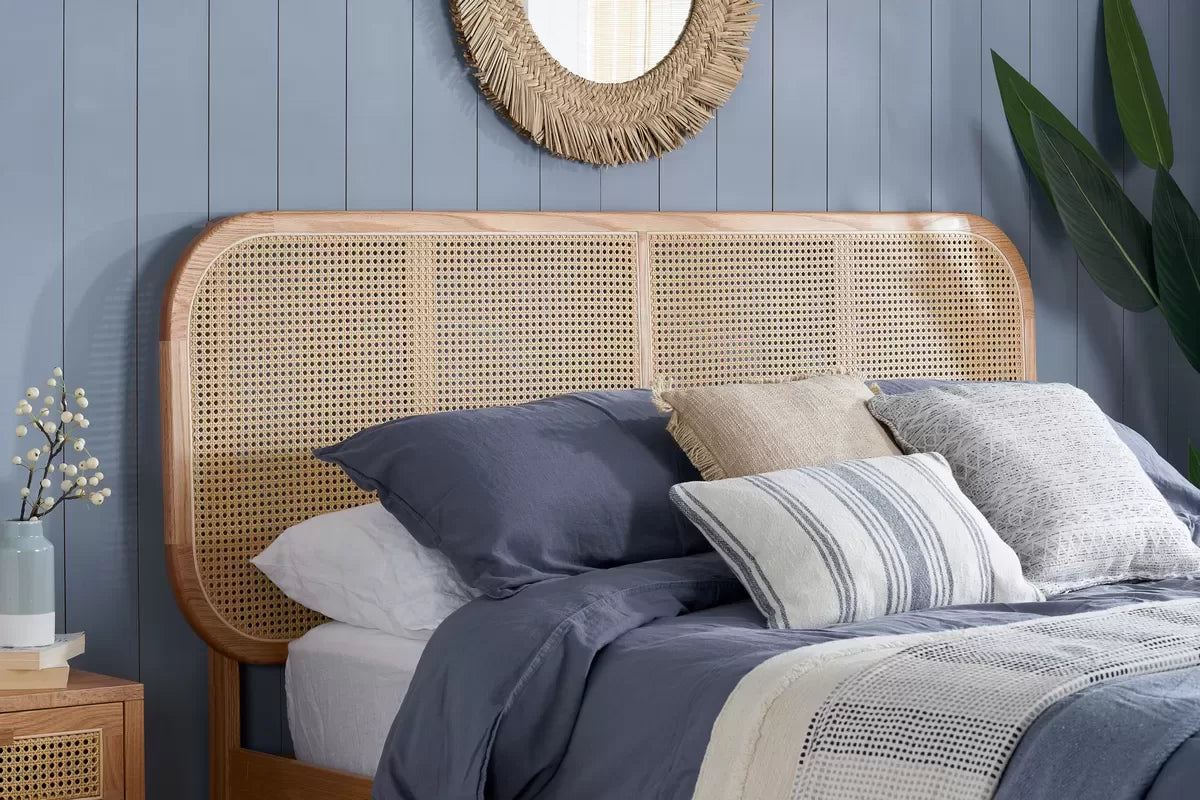 Natural Rattan Headboard Bed Frame - Double