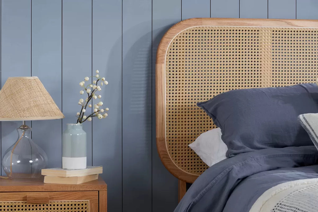 Natural Rattan Headboard Bed Frame - Double