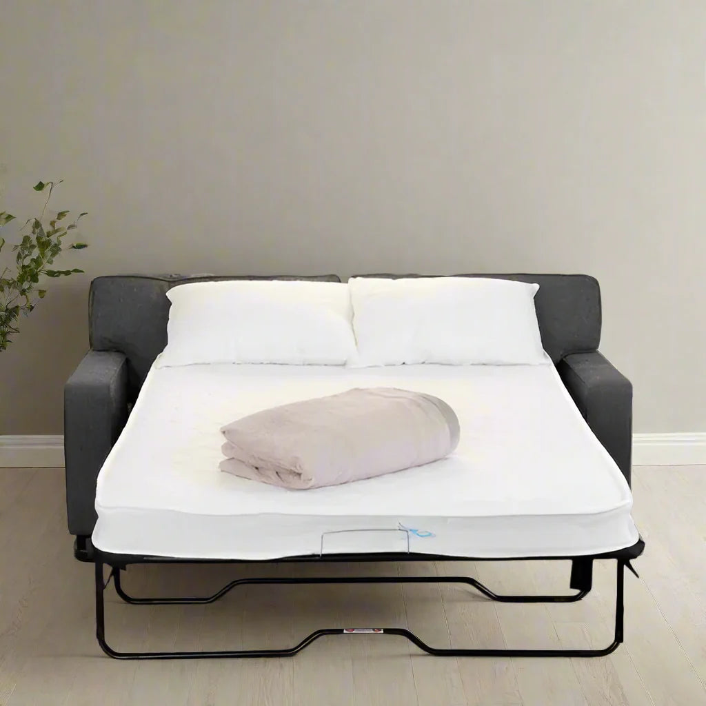 Grey Fabric Sofa Bed with Wooden Legs - 2-3 Seater