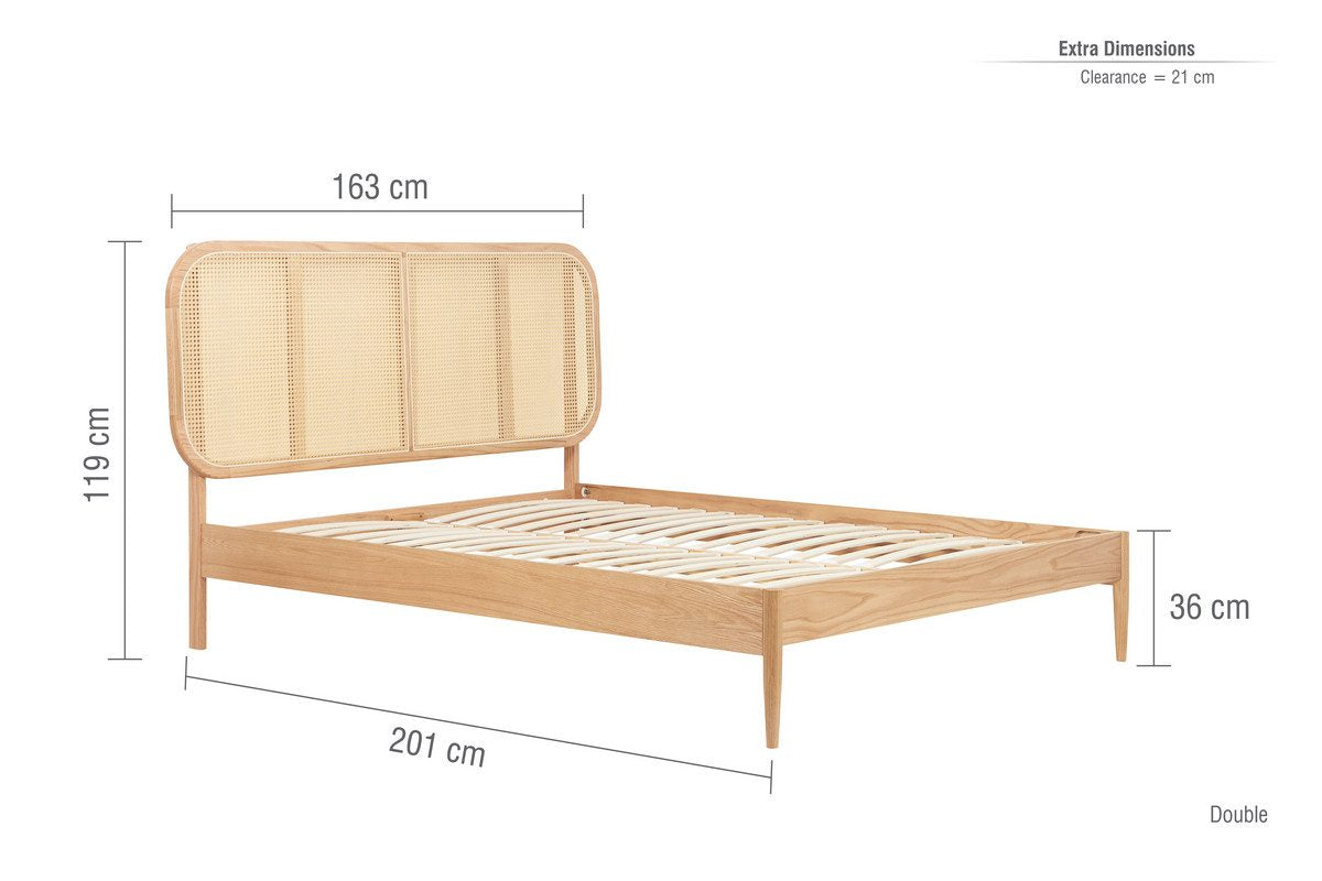 Natural Rattan Headboard Bed Frame - Double
