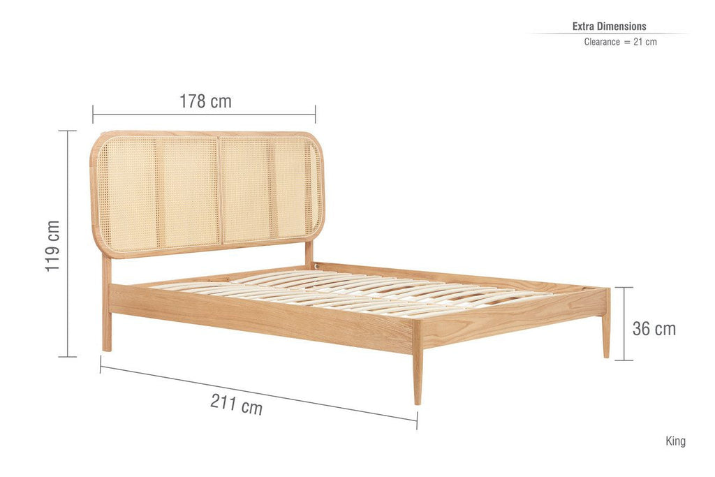 Natural Rattan Headboard Bed Frame - Double