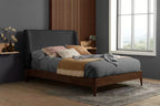 Boucle Upholstered Winged Bed Frame - Double/King