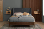 Boucle Upholstered Winged Bed Frame - Double/King