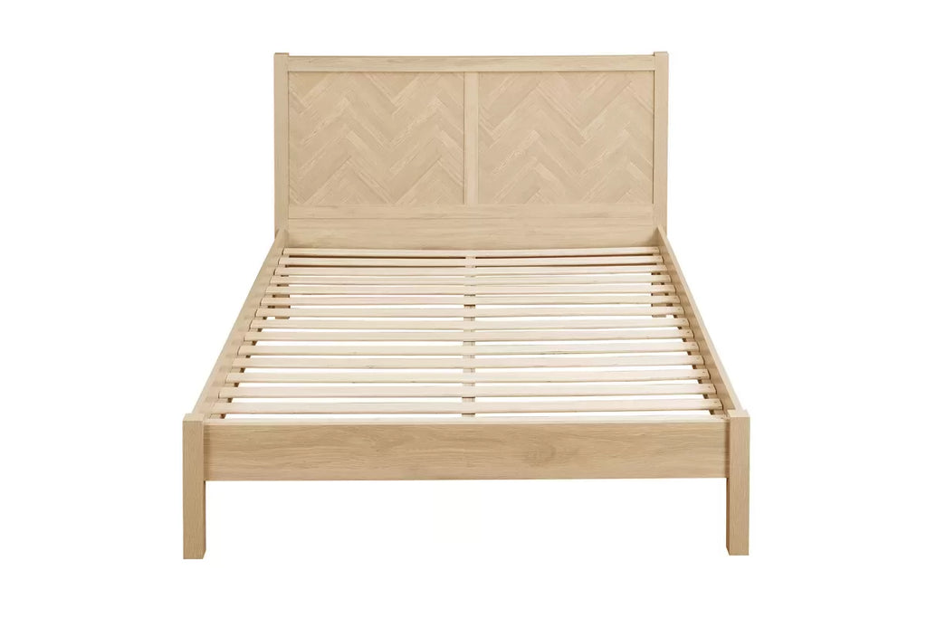 Oak Effect Chevron Pattern Bed Frame - Double