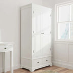 2 Drawer Wardrobe - White with Pewter Handles