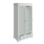 2 Drawer Wardrobe - White with Pewter Handles