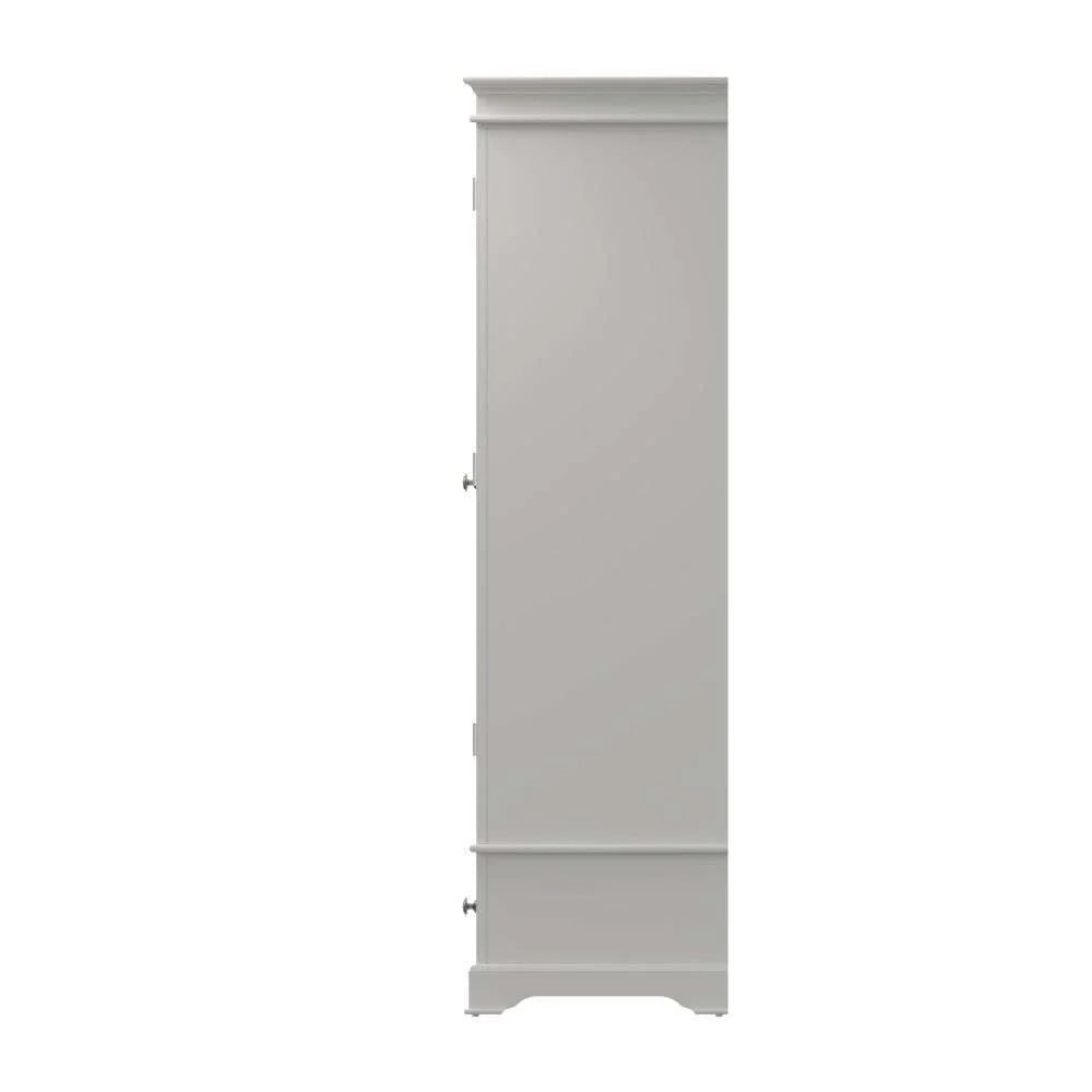 2 Drawer Wardrobe - White with Pewter Handles