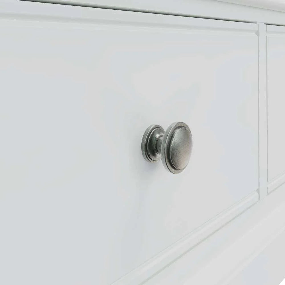 2 Drawer Wardrobe - White with Pewter Handles