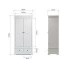 2 Drawer Wardrobe - White with Pewter Handles