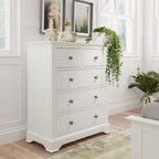 5 Drawer Chest - White with Pewter Handles