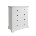 5 Drawer Chest - White with Pewter Handles
