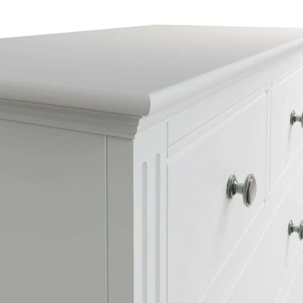 5 Drawer Chest - White with Pewter Handles