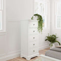 5 Drawer Narrow Chest - Natural Wood Finish - Single User