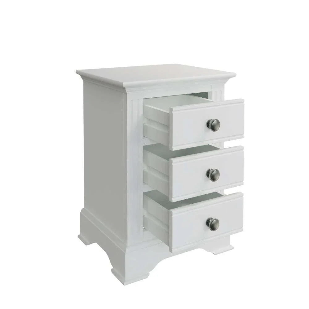 3 Drawer Bedside - White