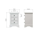 3 Drawer Bedside - White