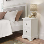 White Pine 2-Drawer Bedside Table with Pewter Handles