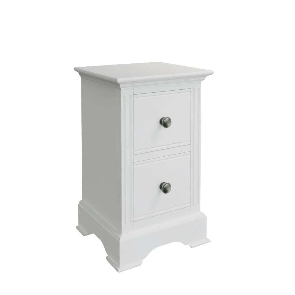 White Pine 2-Drawer Bedside Table with Pewter Handles