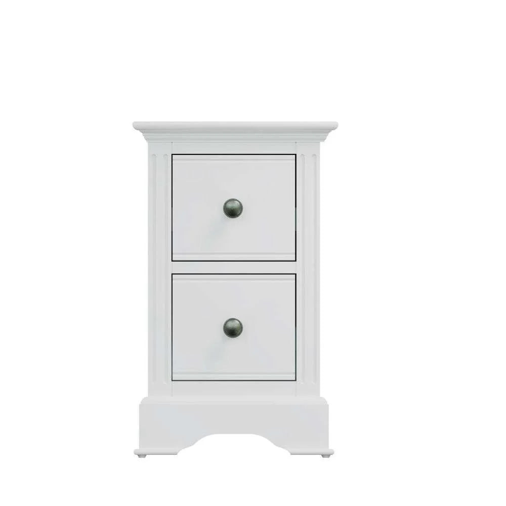 White Pine 2-Drawer Bedside Table with Pewter Handles