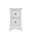 White Pine 2-Drawer Bedside Table with Pewter Handles